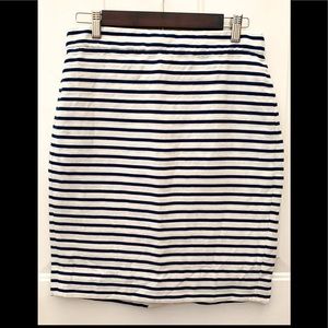 J. Crew Navy & White Striped The Pencil Skirt Sz 4